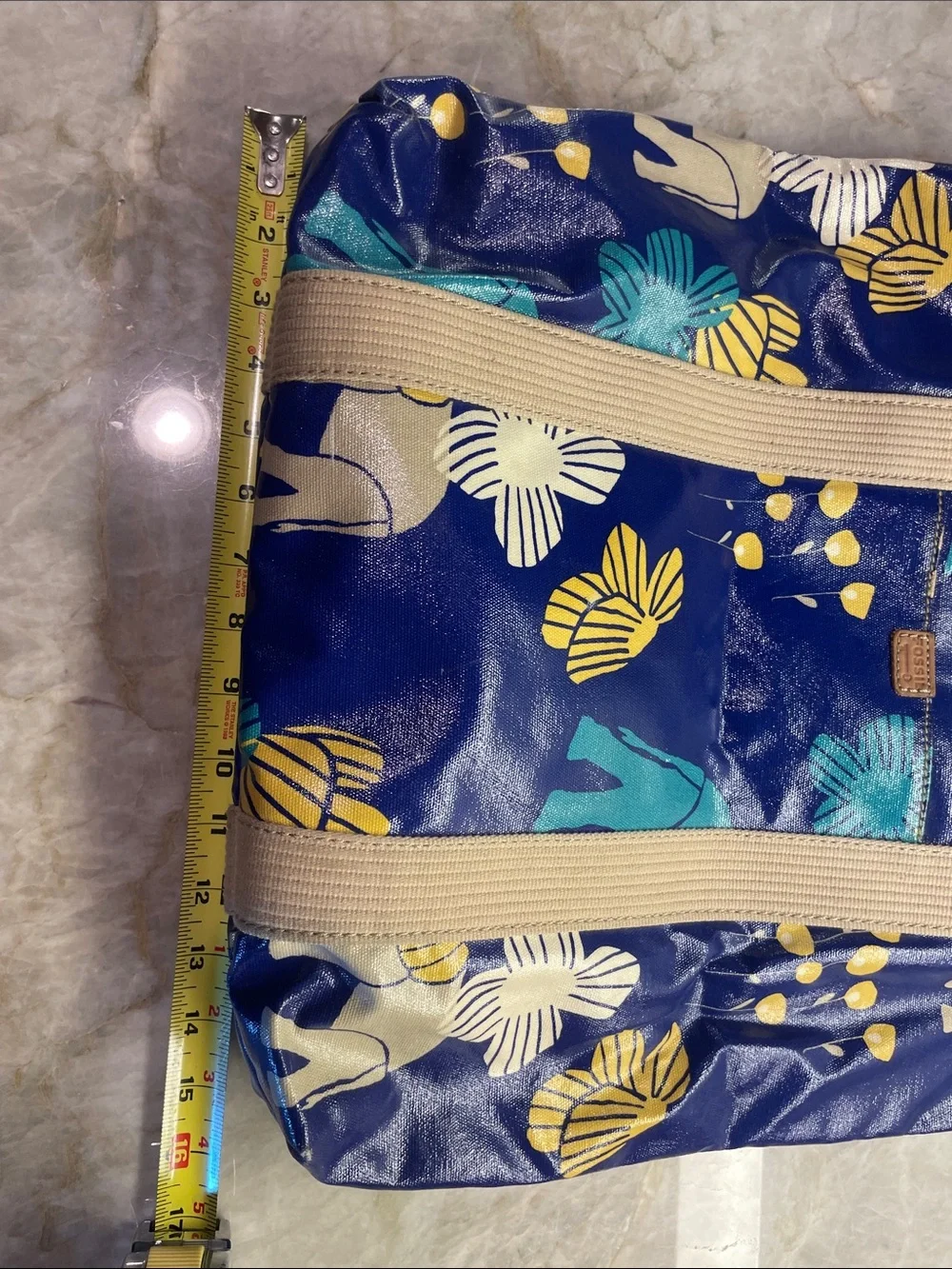 Fossil Blue Multicolor Elephant Print Tote
